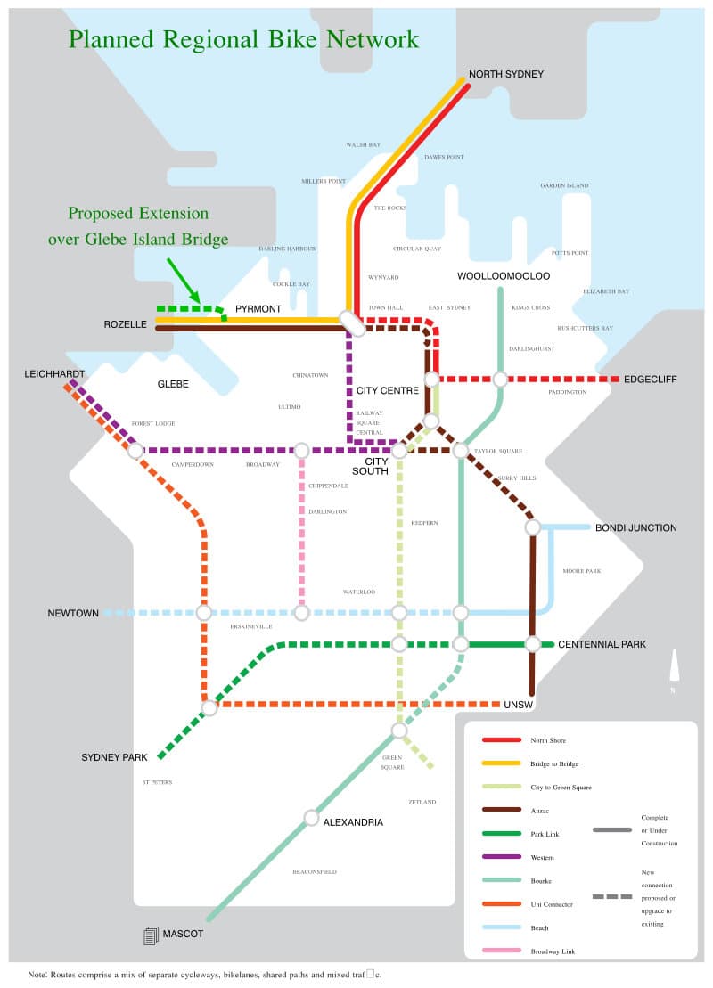 The City of Sydney's Planned Regional Bike Network